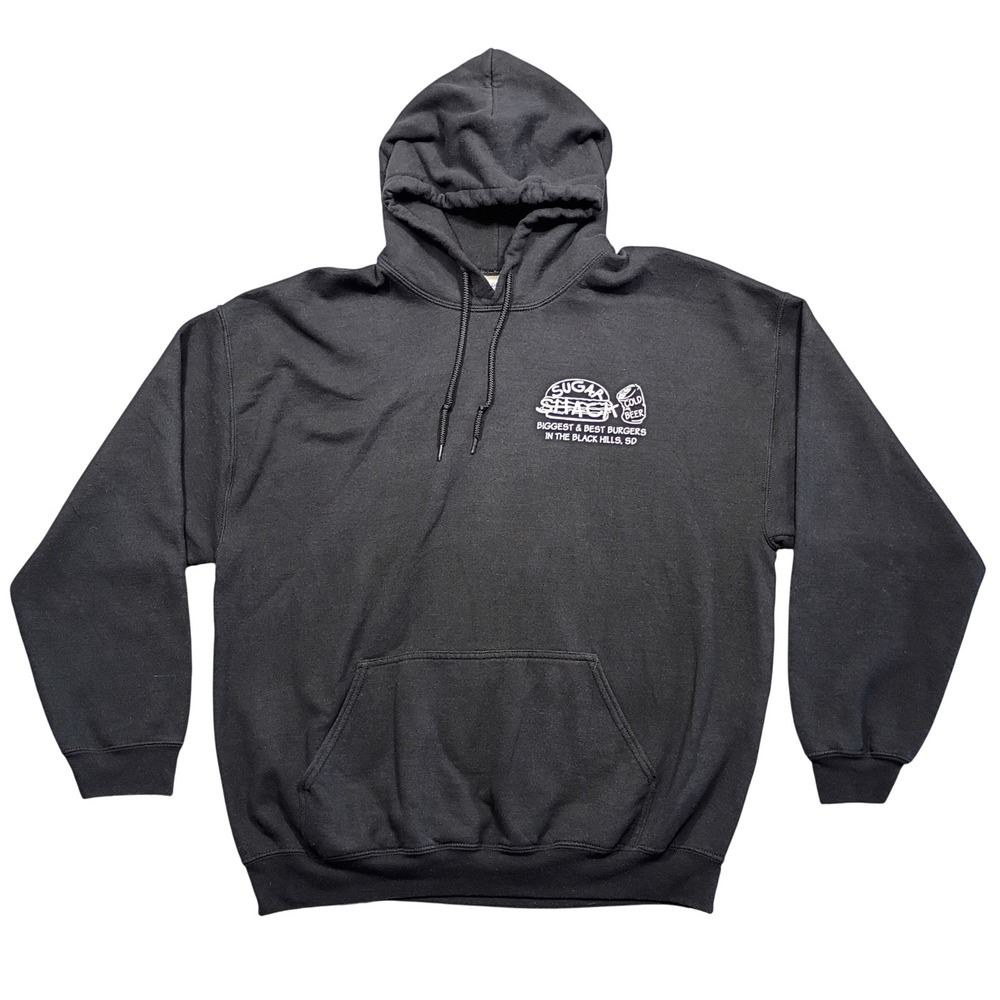 Gildan Hoodie Mens XL Sugar Shack Burgers Black Hills SD Graphic Black Solid